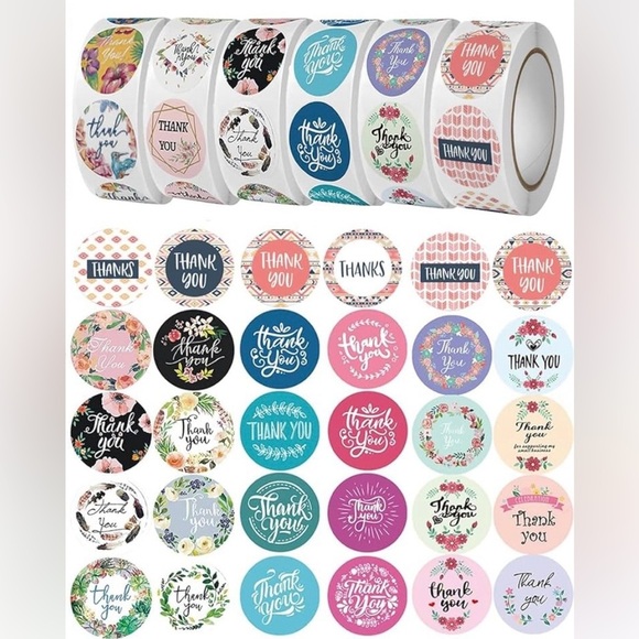 Thank You Stickers Roll 500 COUNT ROLL - RANDOM ROLL - Picture 2 of 11